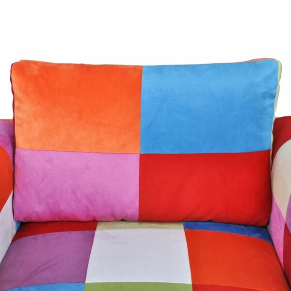 vidaXL Πολυθρόνα Cube με Σχέδιο Patchwork και Πόδια Χρωμίου Υφασμάτινη