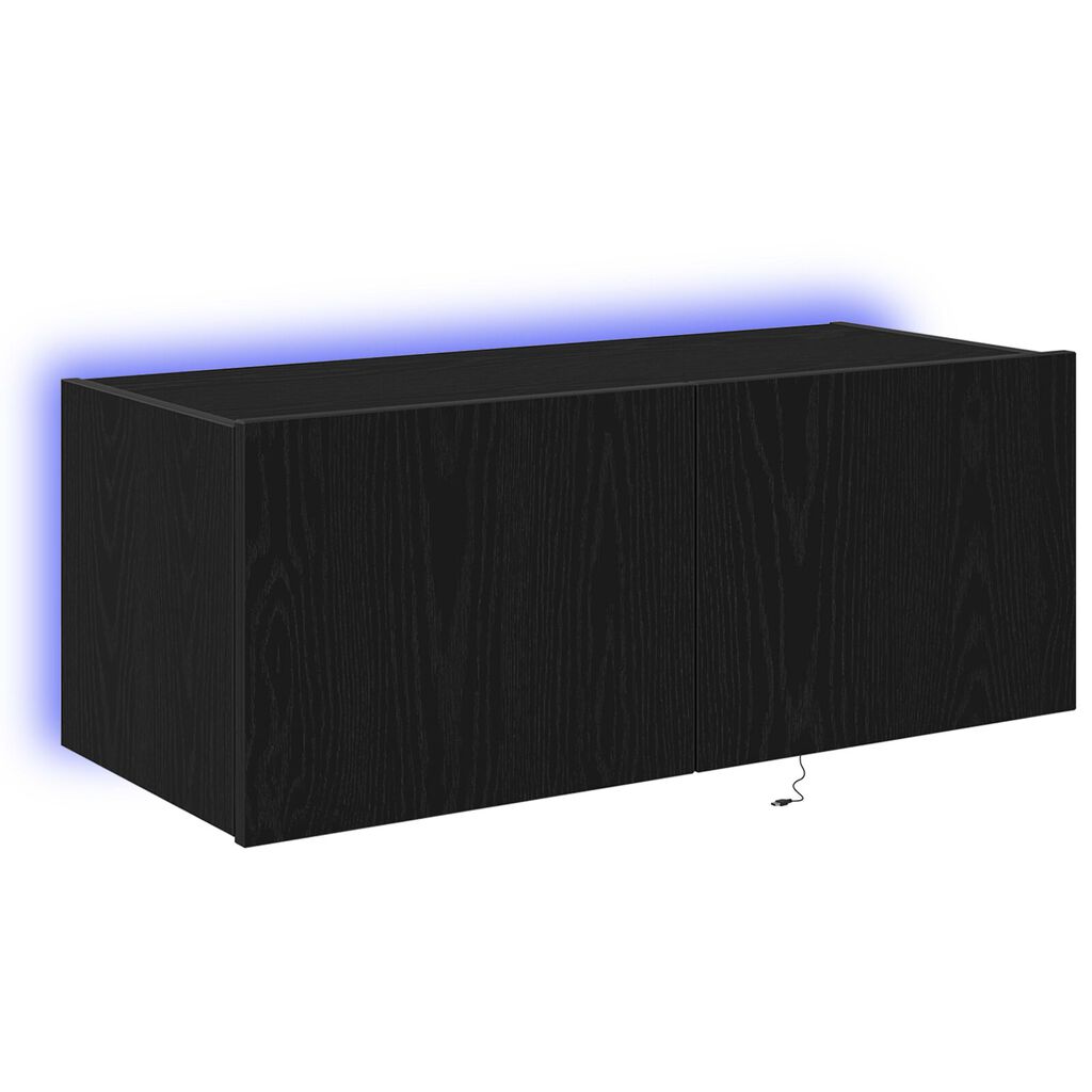 VidaXL Κάβας τηλεόρασης με LED φώτα Μαύρη Δρυς 80x35x31 εκ.