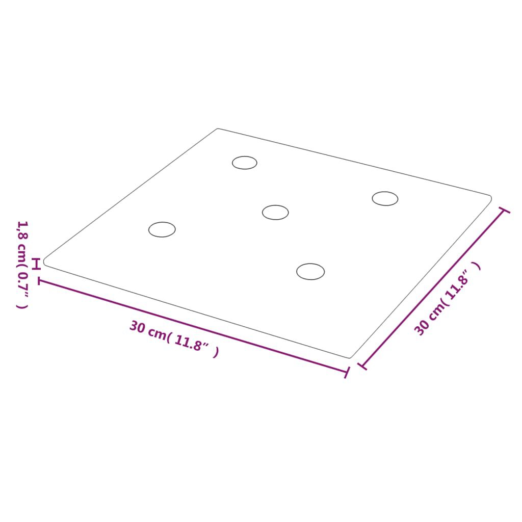 vidaXL Πάνελ Τοίχου 12 τεμ. Μπορντό 30 x 30 εκ. 1,08 μ² Συνθ. Δέρμα