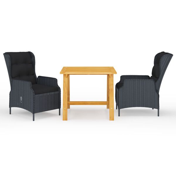 vidaXL Σετ Τραπεζαρίας Κήπου 3 Τεμαχίων Καφέ