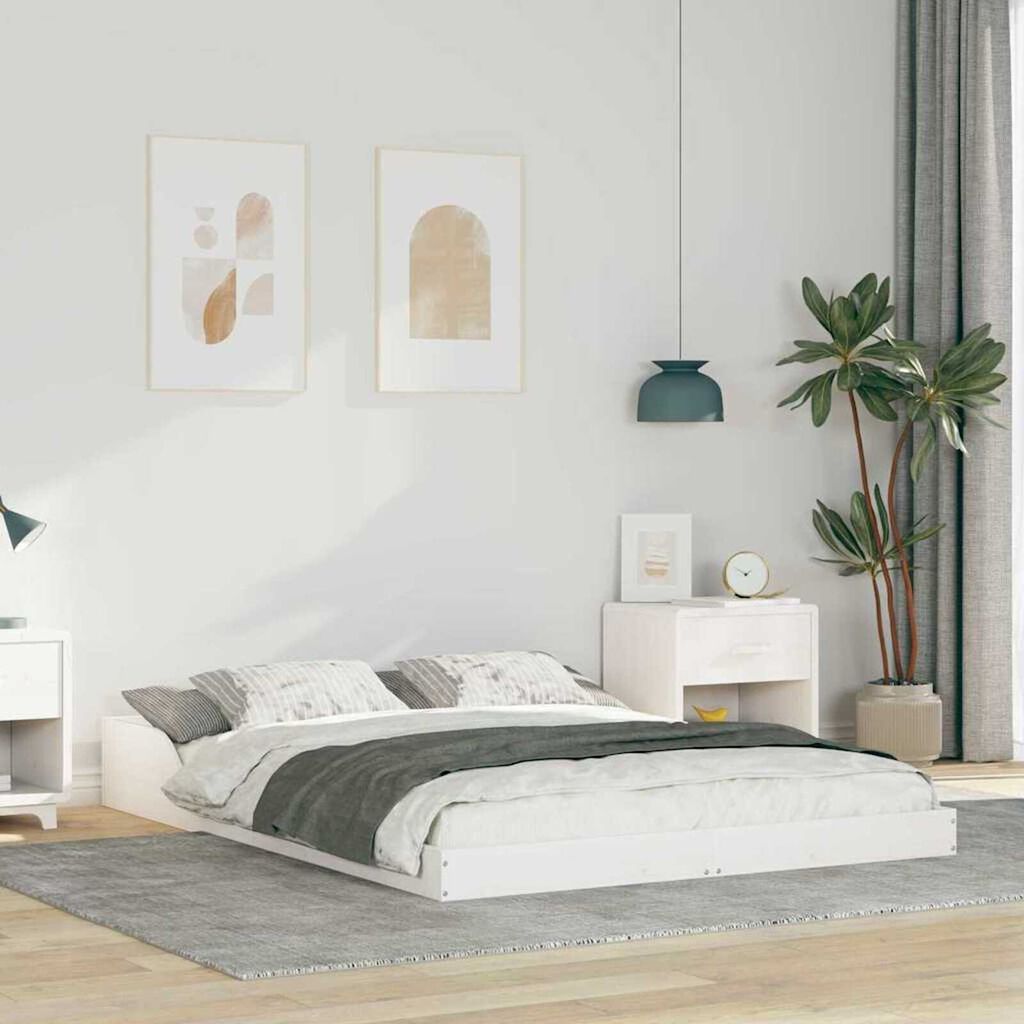 vidaXL Σκελετός Κρεβατιού Λευκό 140 x 190 cm Μασίφ ξύλο πεύκου