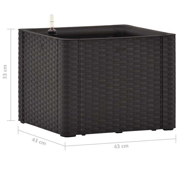 vidaXL Ζαρντινιέρα Κήπου Ανθρακί 43x43x33 εκ. με Αυτόματο Πότισμα