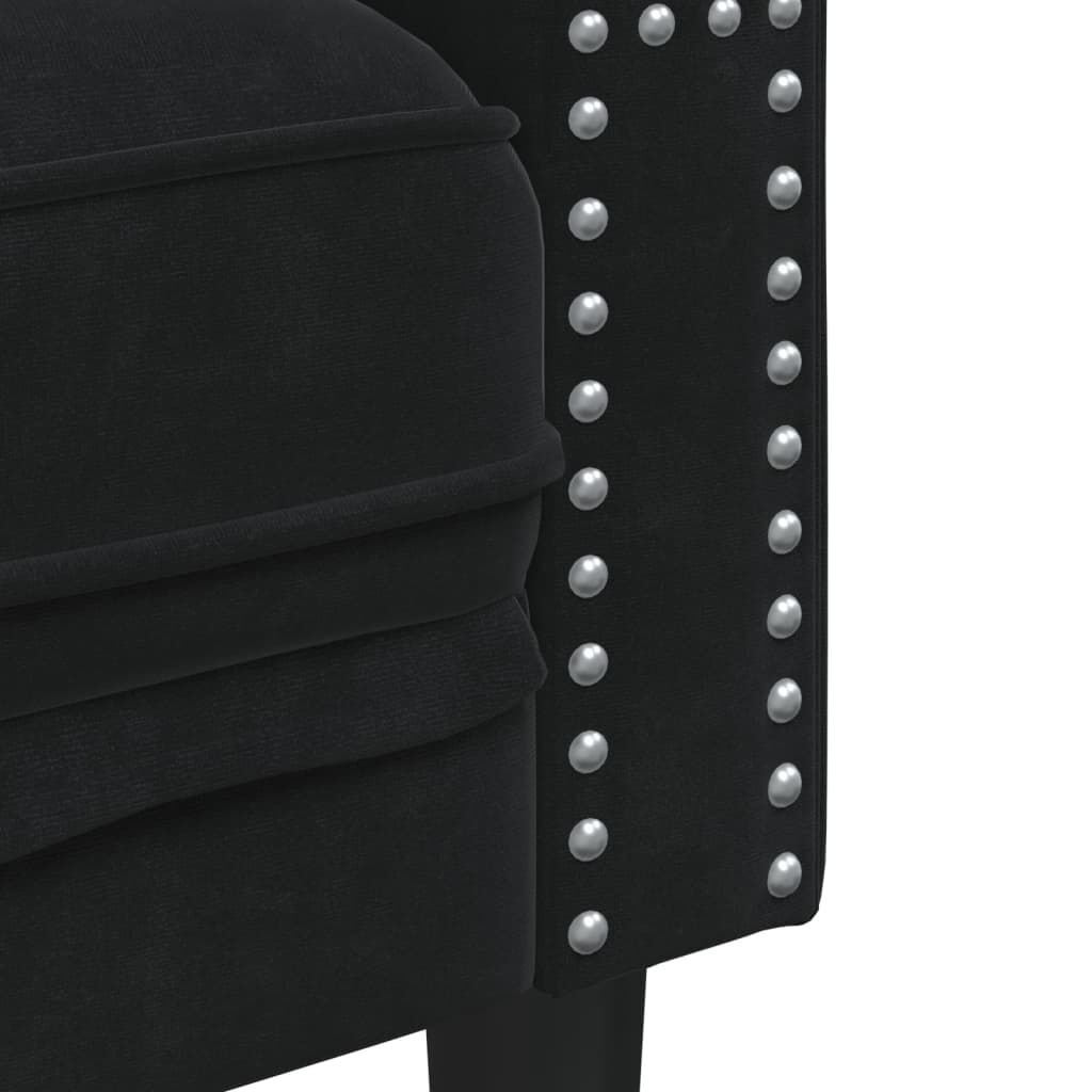 vidaXL Καναπές Διθέσιος Chesterfield με Στηρίγματα Μαύρο Βελούδο