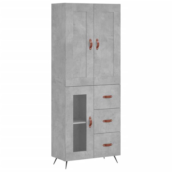 vidaXL Ντουλάπι Γκρι Σκυροδέματος 69,5x34x180 εκ. Επεξεργασμένο Ξύλο
