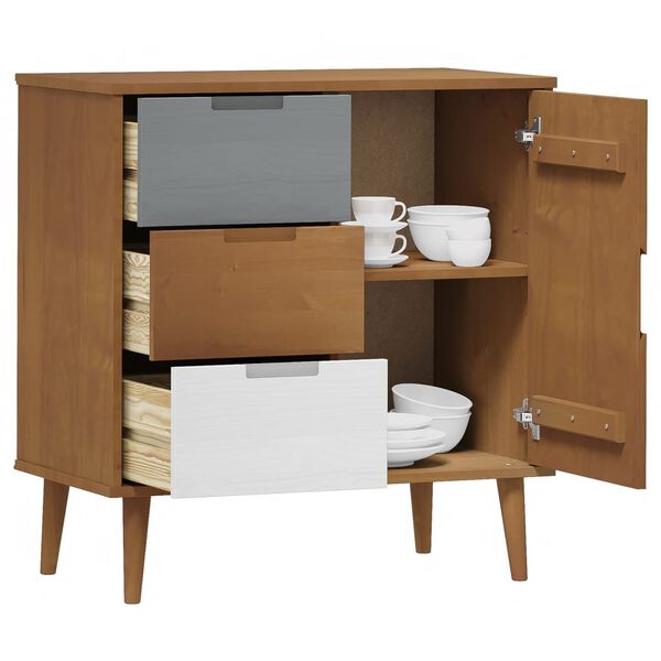 vidaXL Μπουφές MOLDE Καφέ 76,5 x 40 x 80 εκ. από Μασίφ Ξύλο Πεύκου