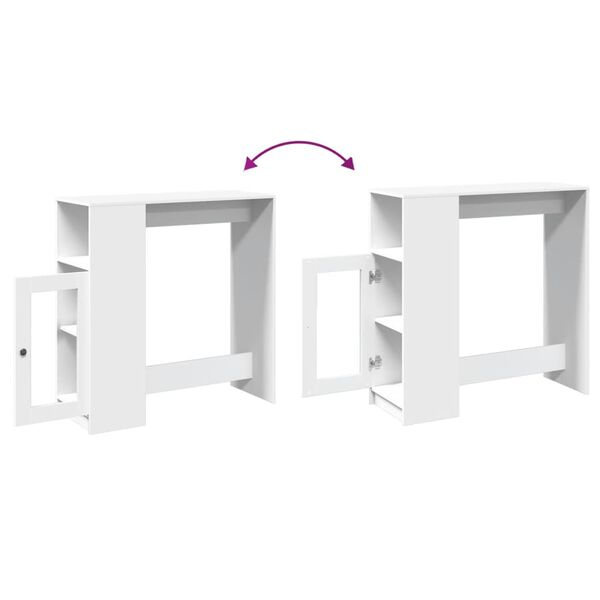 vidaXL Τραπέζι Μπαρ με Ράφια Λευκό 101x40x103,5 εκ. Επεξεργ. Ξύλο