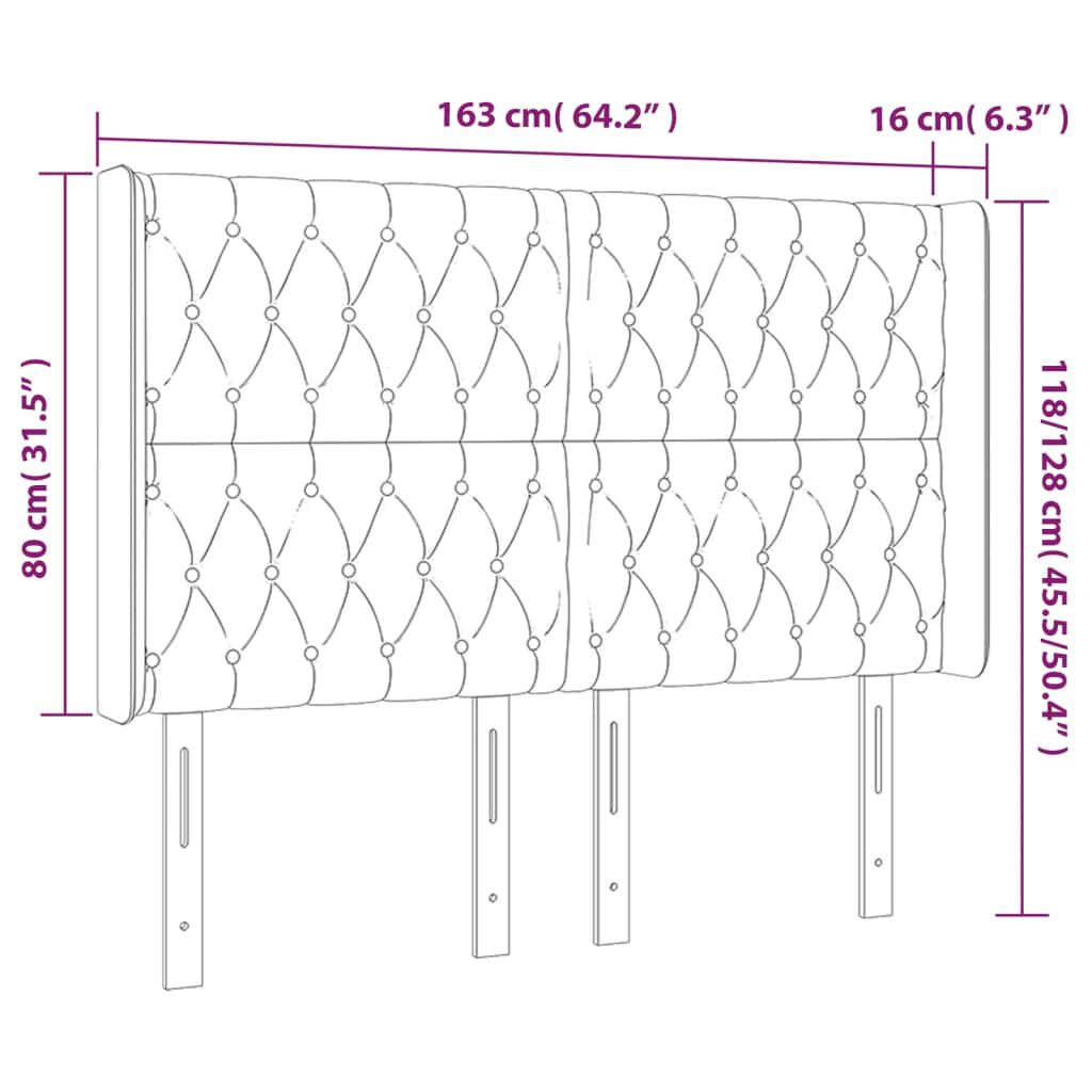 vidaXL Κεφαλάρι Κρεβατιού LED Σκούρο Γκρι 163x16x118/128εκ. Υφασμάτινο