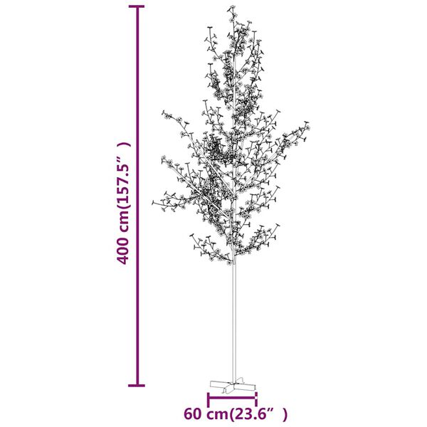 vidaXL Δέντρο Κερασιά με 672 LED Θερμό Λευκό 400 εκ.
