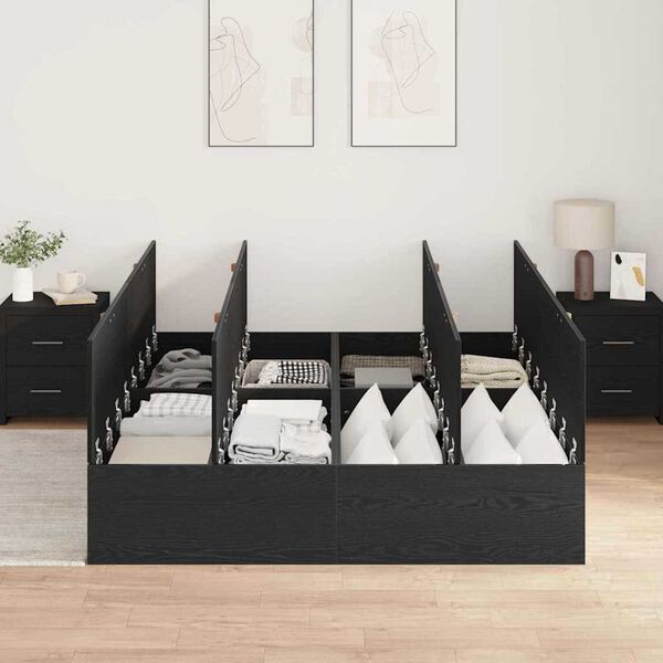 vidaXL Σκελετός Κρεβατιού Μαύρη δρυς 190 x 135 x 31.5 εκ.