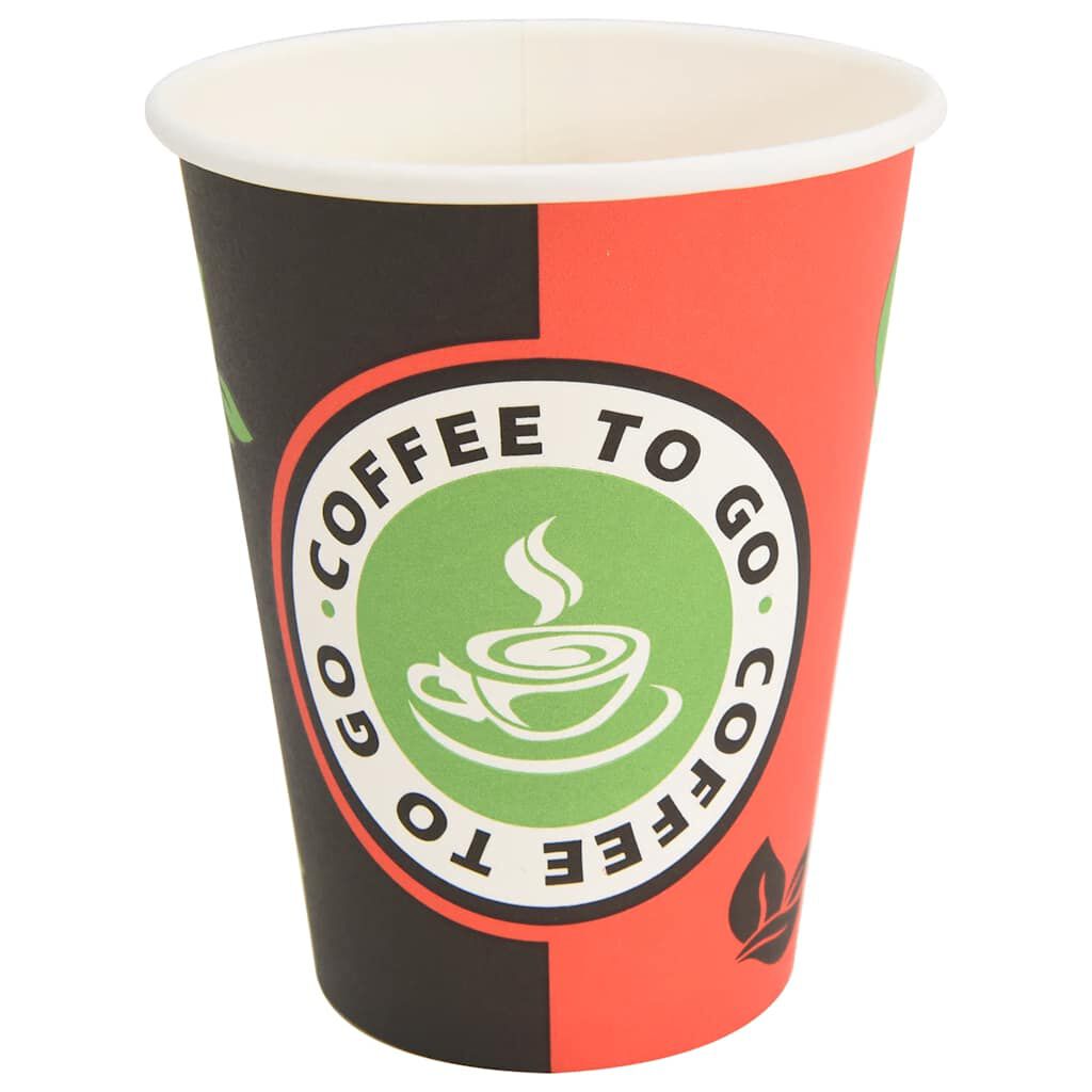 vidaXL Χάρτινα κύπελλα καφέ 1000 τεμάχια 12oz 300ml Κόκκινο και μαύρο