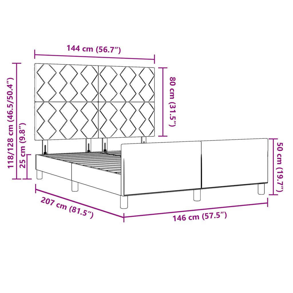 vidaXL Μπλε Κρεβάτι με Ύφασμα 140x200 εκ.