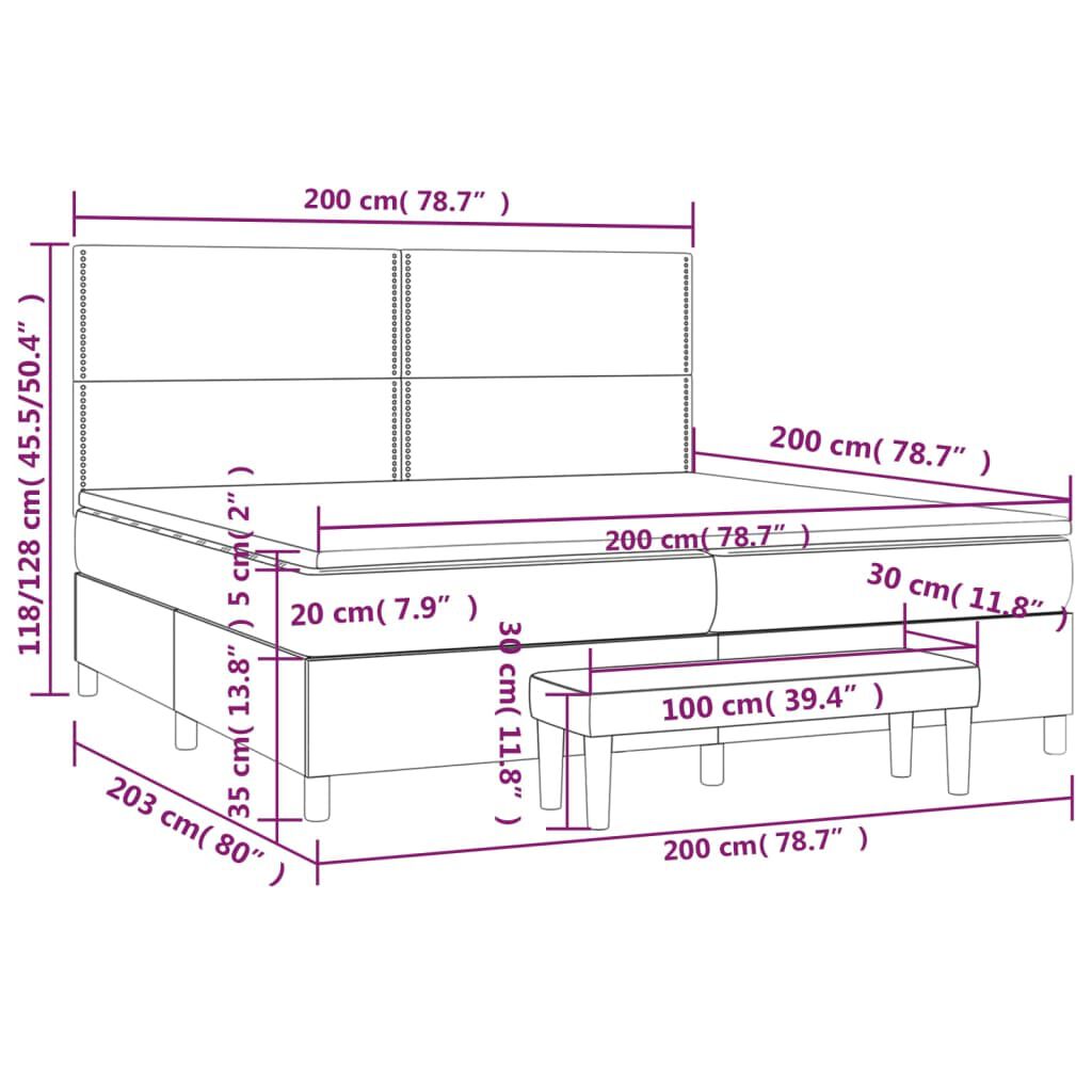 vidaXL Κρεβάτι Boxspring με Στρώμα Μπλε 200x200 εκ. Υφασμάτινο