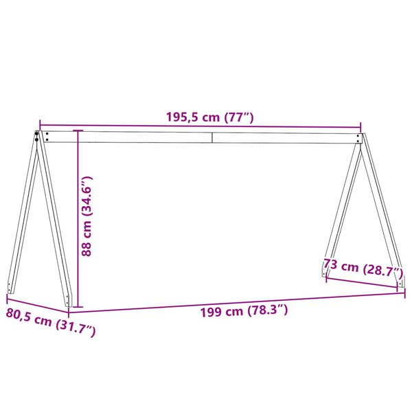 vidaXL Οροφή Κρεβατιού Παιδική Καφέ 199x80,5x88 εκ Μασίφ Ξύλο Πεύκου