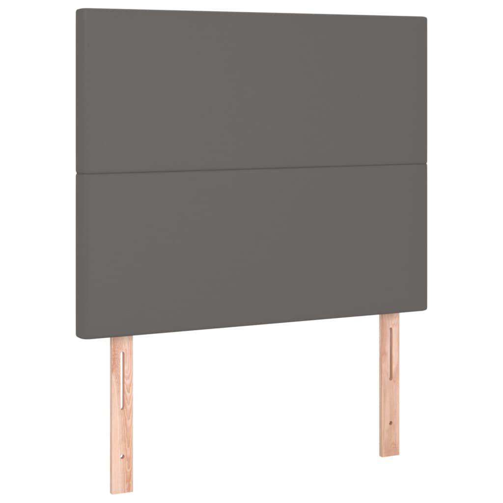vidaXL Κρεβάτι Boxspring με Στρώμα & LED Γκρι 80x200 εκ. Συνθ. Δέρμα