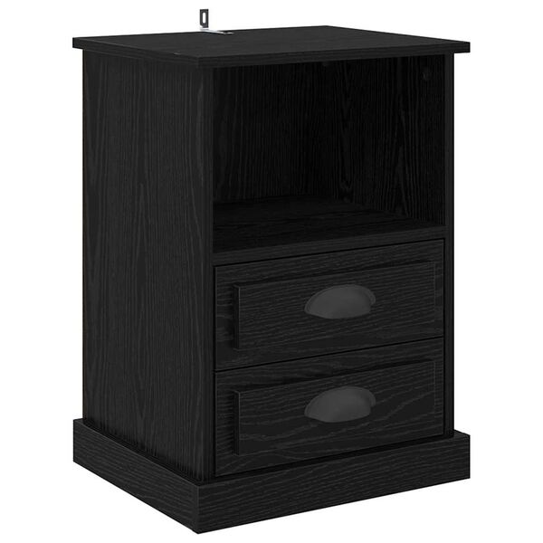 vidaXL Κομοδίνο Μαύρη δρυς 43 x 36 x 60 εκ Επεξεργασμένο ξύλο