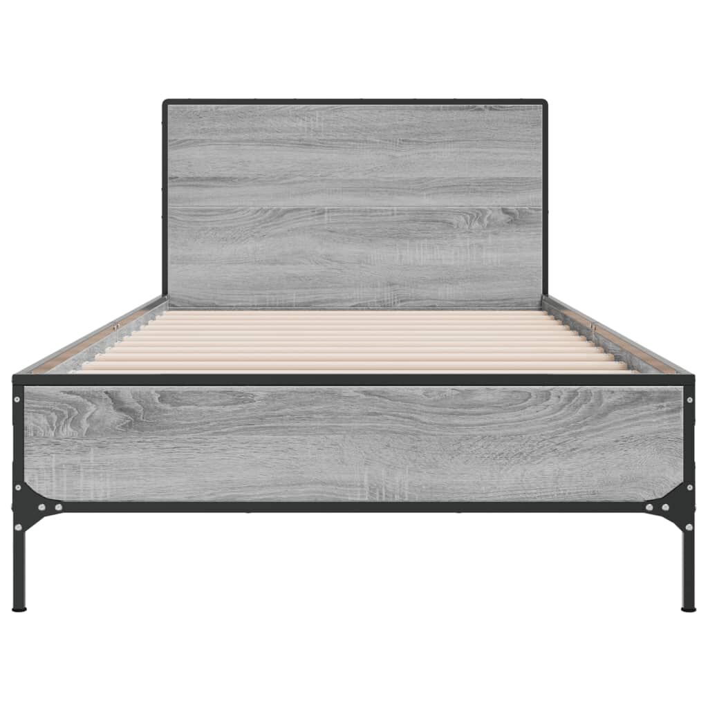 vidaXL Πλαίσιο Κρεβατιού Γκρι Sonoma 100x200 εκ. Επεξ. Ξύλο & Μέταλλο