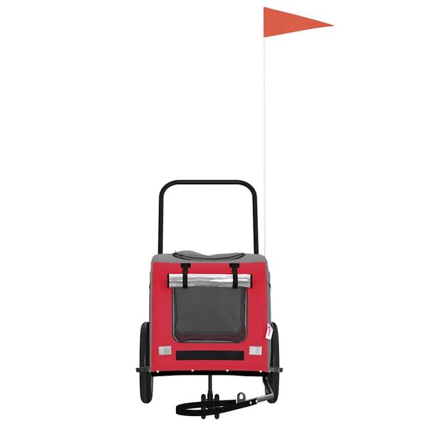 vidaXL Τρέιλερ ποδηλάτου για κατοικίδια με αποθήκευση Κόκκινο και γκρι