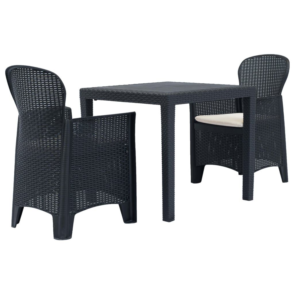 vidaXL Σετ Επίπλων Bistro 3 τεμ. Ανθρακί με Όψη Ρατάν Πλαστικό