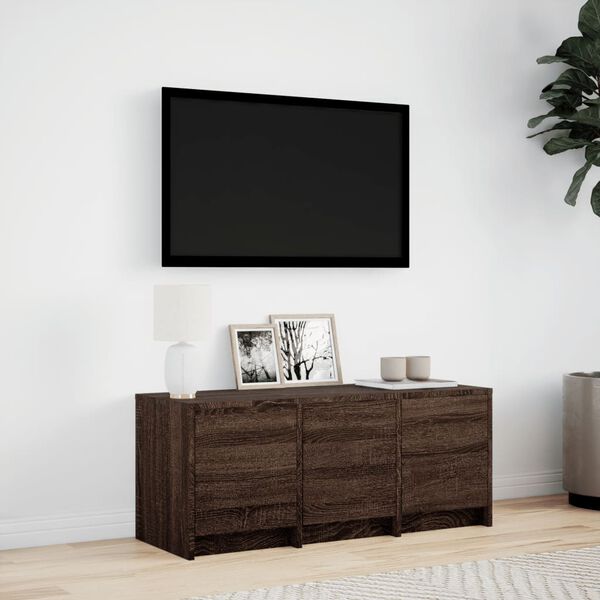 vidaXL Έπιπλο Τηλεόρασης με LED Καφέ Δρυς 97x34x40 εκ. από Επεξ. Ξύλο