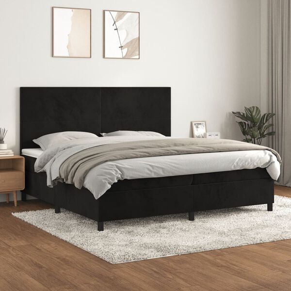 vidaXL &Kappa;&rho;&epsilon;&beta;ά&tau;&iota; Boxspring &mu;&epsilon; &Sigma;&tau;&rho;ώ&mu;&alpha; &Mu;&alpha;ύ&rho;&omicron; 200x200 &epsilon;&kappa;. &Beta;&epsilon;&lambda;&omicron;ύ&delta;&iota;&nu;&omicron;