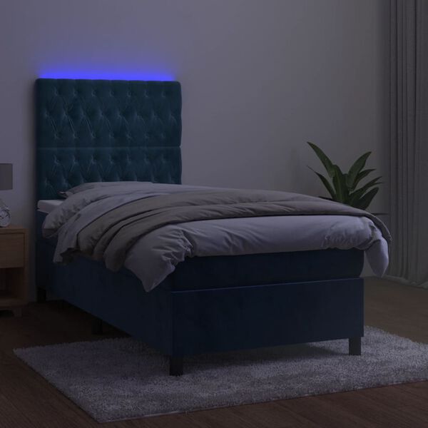 vidaXL &Kappa;&rho;&epsilon;&beta;ά&tau;&iota; Boxspring &mu;&epsilon; &Sigma;&tau;&rho;ώ&mu;&alpha; & LED &Sigma;&kappa;. &Mu;&pi;&lambda;&epsilon; 90x200 &epsilon;&kappa;. &Beta;&epsilon;&lambda;&omicron;ύ&delta;&iota;&nu;&omicron;