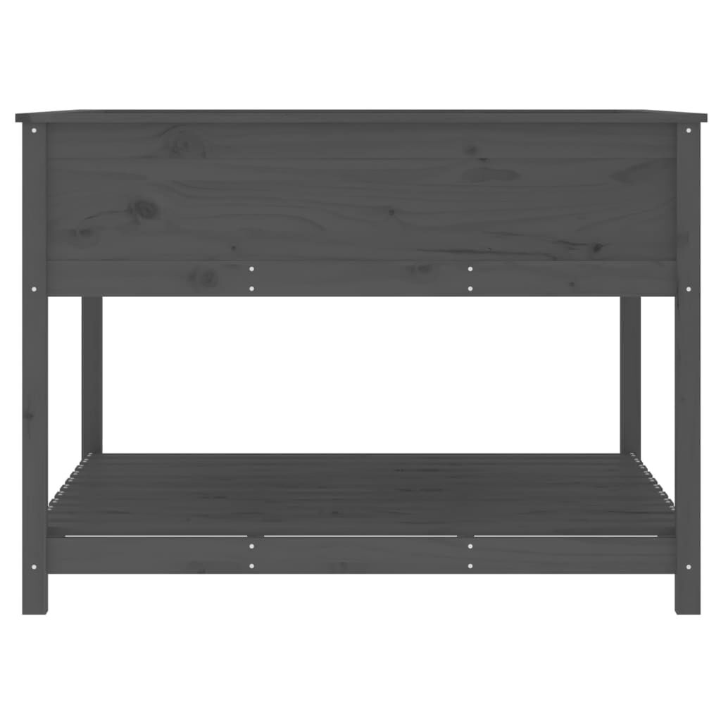 vidaXL Ζαρντινιέρα με Ράφι Γκρι 111,5x111,5x81 εκ. Μασίφ Ξύλο Πεύκου