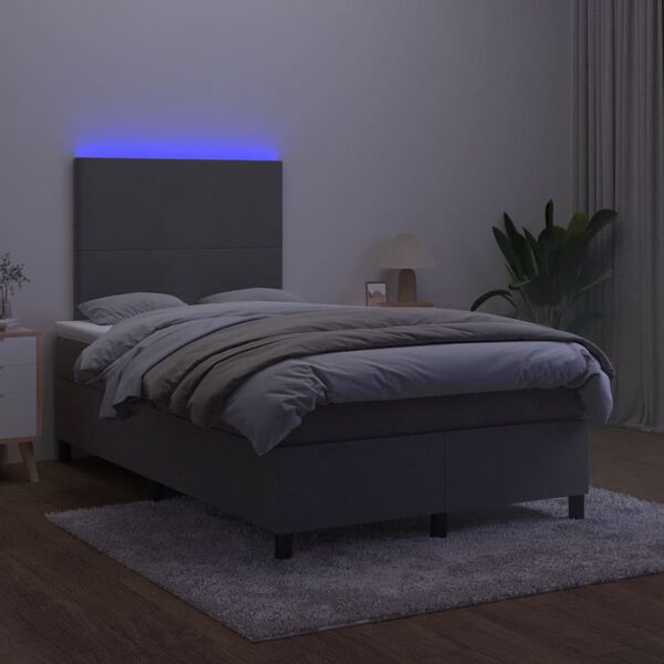 vidaXL &Kappa;&rho;&epsilon;&beta;ά&tau;&iota; Boxspring &mu;&epsilon; &Sigma;&tau;&rho;ώ&mu;&alpha; & LED &Sigma;&kappa;. &Gamma;&kappa;&rho;&iota; 120x200&epsilon;&kappa;. &Beta;&epsilon;&lambda;&omicron;ύ&delta;&iota;&nu;&omicron;