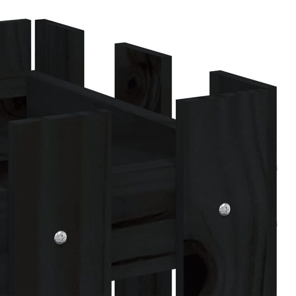 vidaXL Ζαρντινιέρα με Σχέδιο Φράχτη Μαύρη 60 x 30 x 30 εκ. Μασίφ Πεύκο