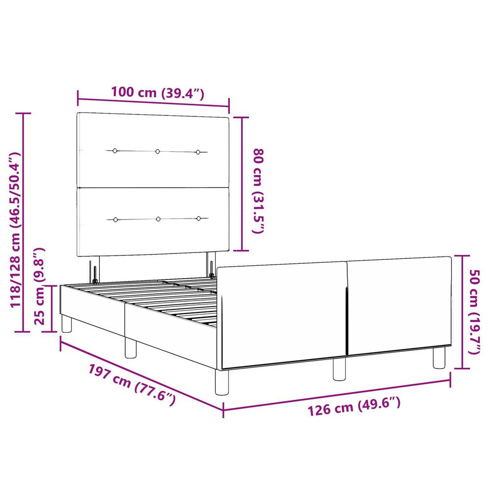 vidaXL Σκελετός Κρεβατιού με κεφαλάρι Μαύρο 120 x 190 cm Βελούδο
