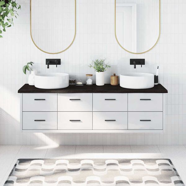 vidaXL Πάγκος Μπάνιου Σκούρο Καφέ 180x50x(2-4) εκ. Επεξεργ. Μασίφ Ξύλο