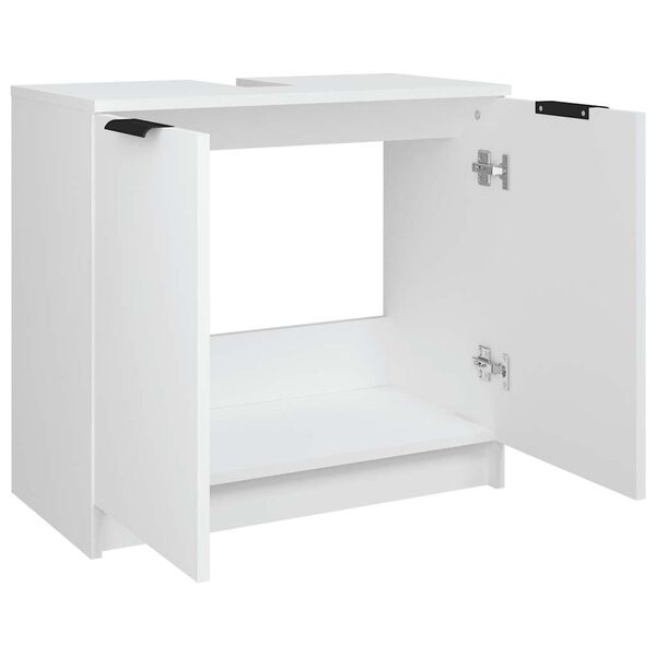 vidaXL Ντουλάπι Μπάνιου Λευκό 64,5 x 33,5 x 59 εκ. Επεξεργασμένο Ξύλο