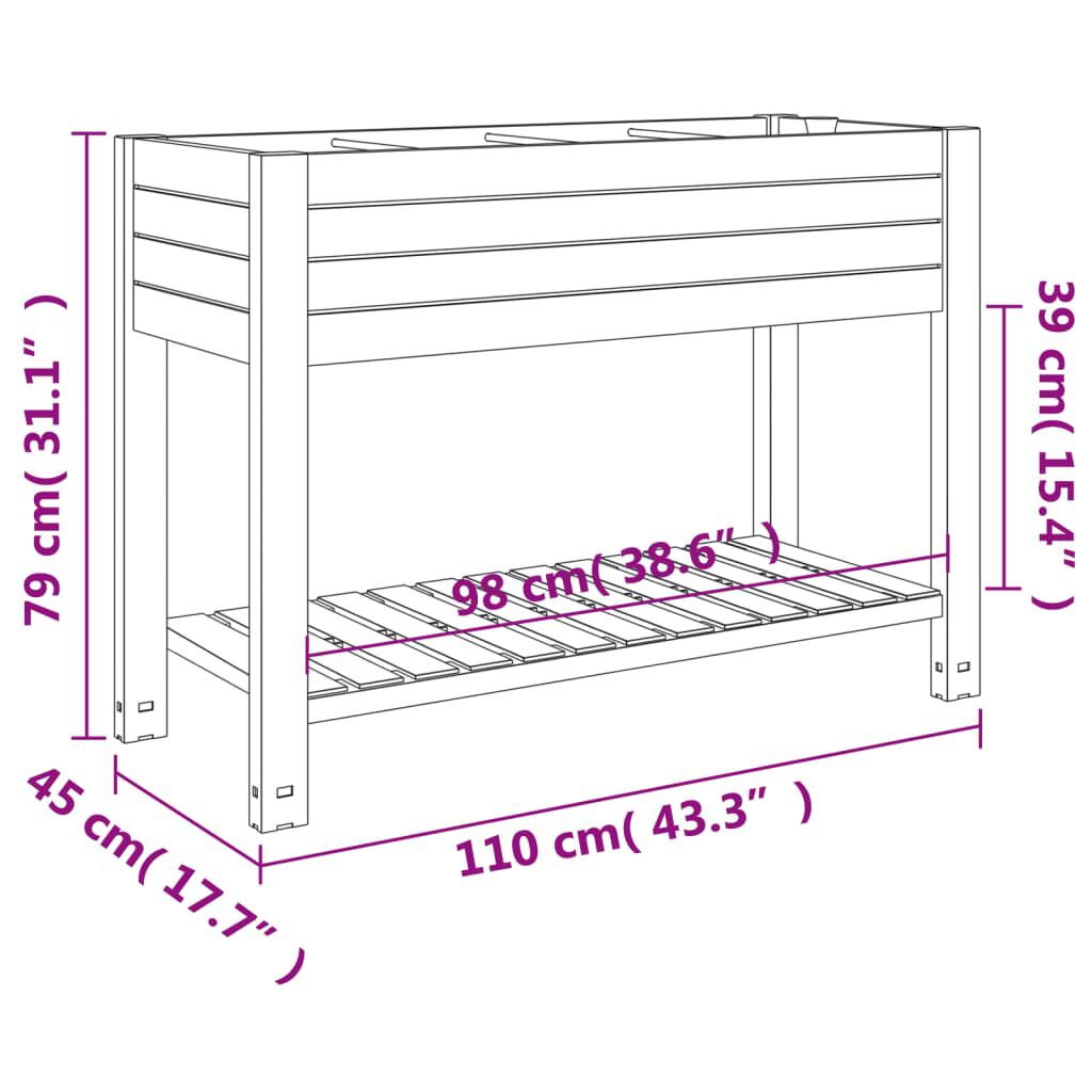 vidaXL Υπερυψωμ. Ζαρντινιέρα Κήπου Αν. Καφέ 110x45x79 εκ. Πολυπρ/λένιο