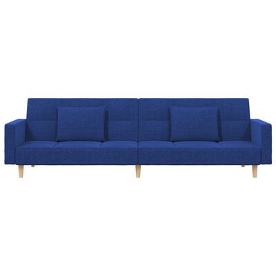 vidaXL Καναπές Κρεβάτι Διθέσιος Μπλε Υφασμάτινος με Δύο Μαξιλάρια