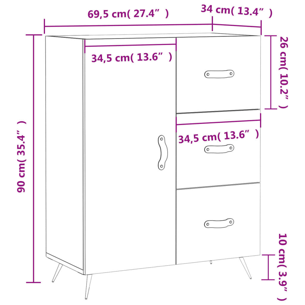 vidaXL Ντουλάπι Καπνιστή Δρυς 69,5 x 34 x 90 εκ. Επεξεργασμένο Ξύλο