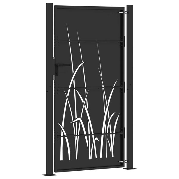 vidaXL Πύλη Κήπου Μαύρο 105 x 200 cm Ατσάλι με Επικάλυψη Πούδρας
