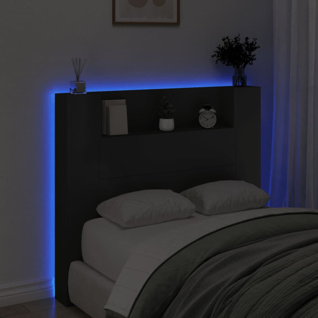 vidaXL Κεφαλάρι με Αποθηκευτικό Χώρο και LED Μαύρο 120x16,5x103,5 εκ.