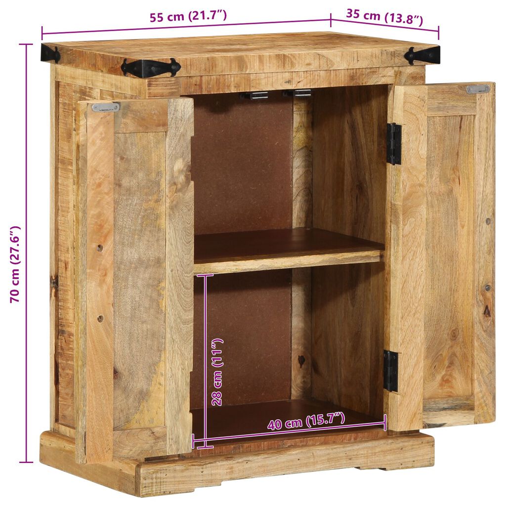 vidaXL Μπουφές 55x35x70 cm Μασίφ Ξύλο Ακατέργαστο Μάνγκο
