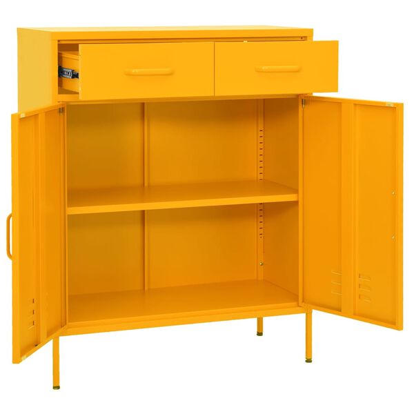 vidaXL Ντουλάπι Αποθήκευσης Μουσταρδί 80x35x101,5 εκ. από Ατσάλι