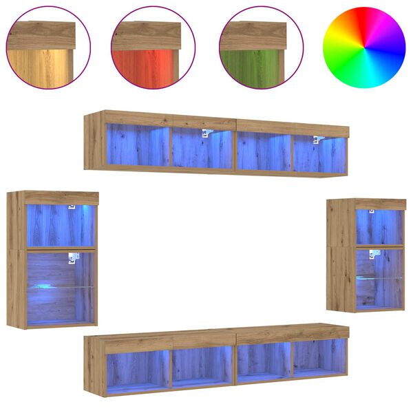 vidaXL Σετ επίπλου τηλεόρασης 8 pcs artisan δρυς Επεξεργασμένο ξύλο