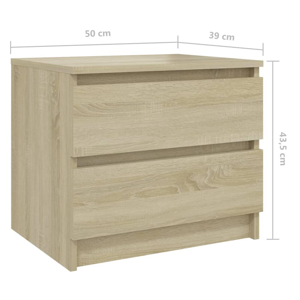 vidaXL Κομοδίνα 2 τεμ. Sonoma Δρυς 50 x 39 x 43,5 εκ. από Επεξ. Ξύλο
