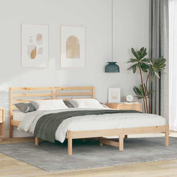 vidaXL Σκελετός Κρεβατιού Καφέ 140 x 200 cm Συμπαγές ξύλο πεύκου