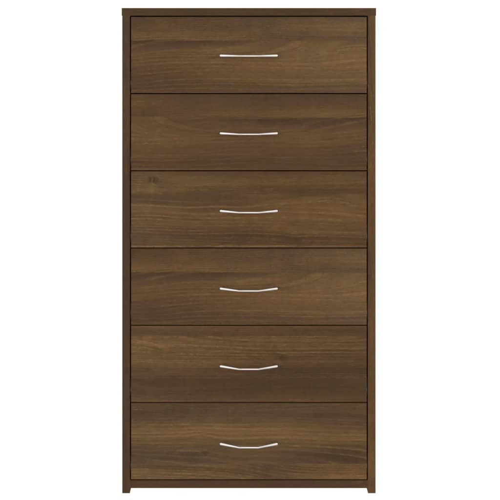 vidaXL Ντουλάπι με 6 Συρτάρια Καφέ Δρυς 50x34x96 εκ Επεξεργασμένο Ξύλο