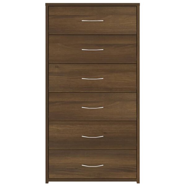vidaXL Ντουλάπι με 6 Συρτάρια Καφέ Δρυς 50x34x96 εκ Επεξεργασμένο Ξύλο