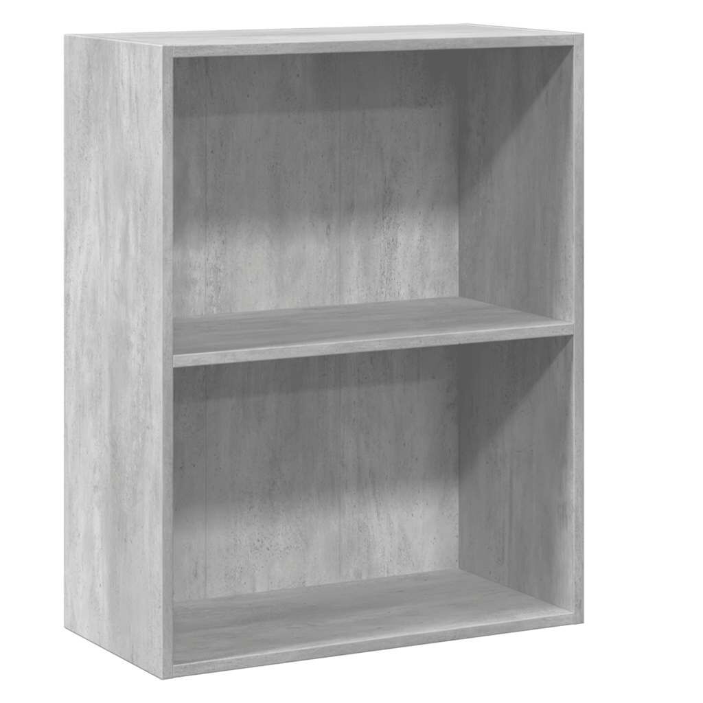 vidaXL Βιβλιοθήκη με 2 Ράφια Γκρι Σκυροδεμ. 60x30x76,5 εκ. Μοριοσανίδα