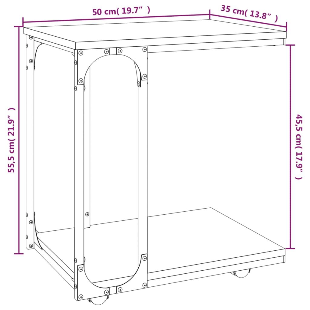 vidaXL Βοηθητικό Τραπέζι με Ρόδες Sonoma Δρυς 50x35x55,5εκ. Επεξ. Ξύλο