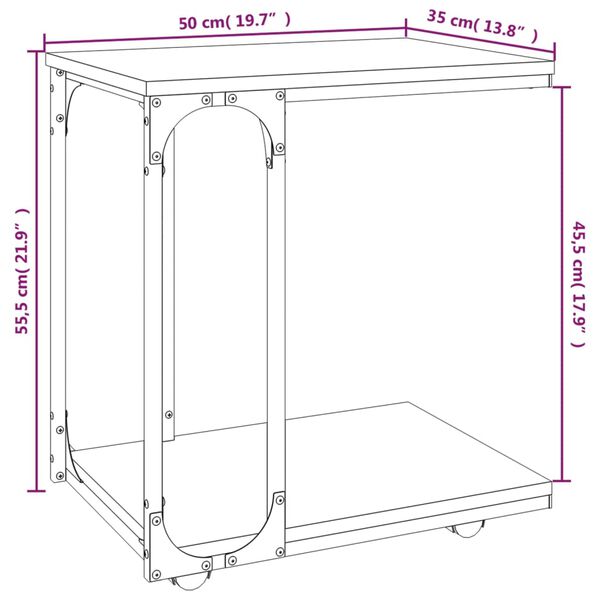 vidaXL Βοηθητικό Τραπέζι με Ρόδες Sonoma Δρυς 50x35x55,5εκ. Επεξ. Ξύλο