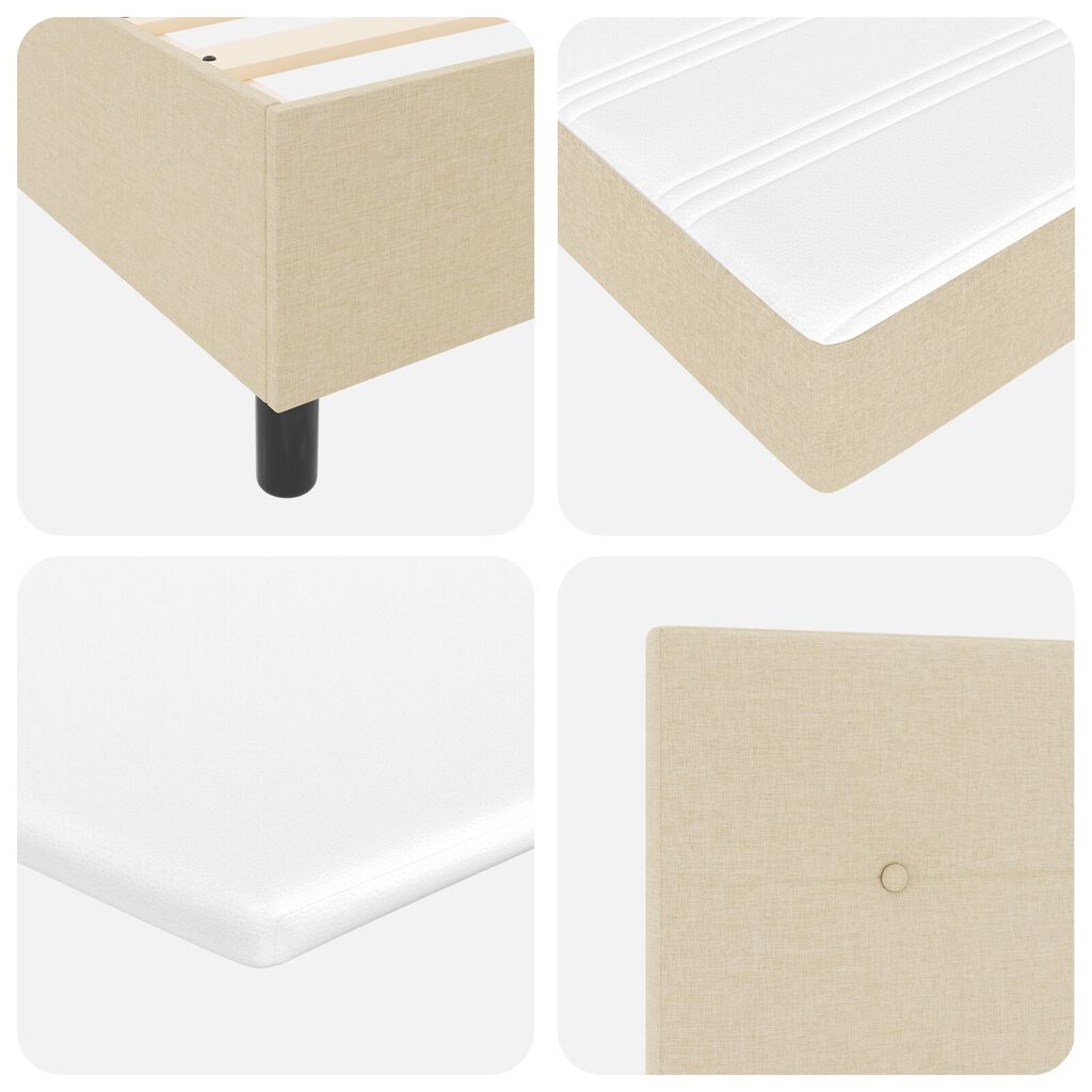 vidaXL Κρεβάτι Box Spring με στρώμα & LED μπεζ 100x200 εκ. Ύφασμα