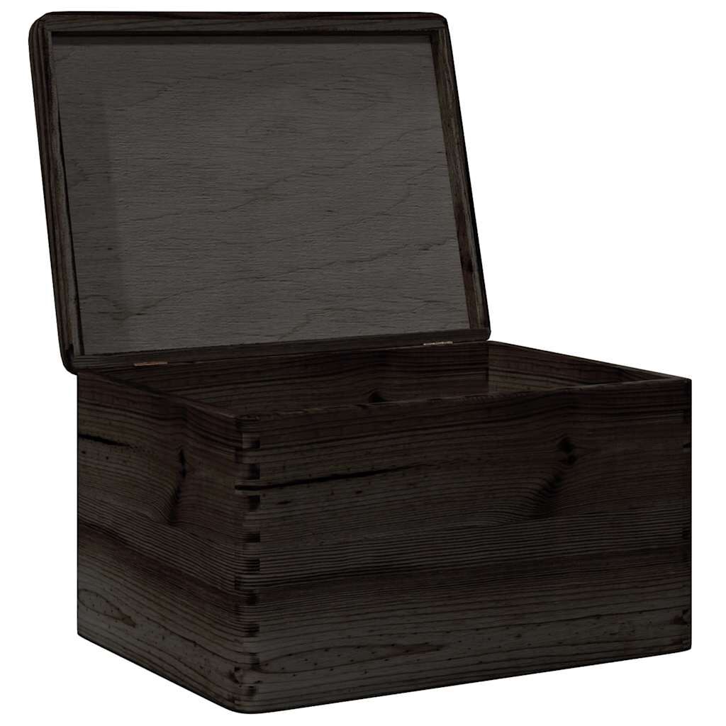 vidaXL Ξύλινο κουτί με καπάκι Μαύρο 40x30x23 cm από μασίφ ξύλο πεύκο