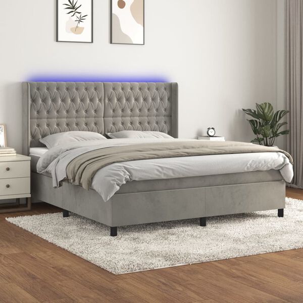 vidaXL &Kappa;&rho;&epsilon;&beta;ά&tau;&iota; Boxspring &mu;&epsilon; &Sigma;&tau;&rho;ώ&mu;&alpha; & LED &Alpha;&nu;.&Gamma;&kappa;&rho;&iota; 180x200 &epsilon;&kappa;. &Beta;&epsilon;&lambda;&omicron;ύ&delta;&iota;&nu;&omicron;