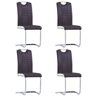 vidaXL Καρέκλες Τραπεζαρίας «Πρόβολος» 4 τεμ. Καφέ από Συνθετικό Δέρμα